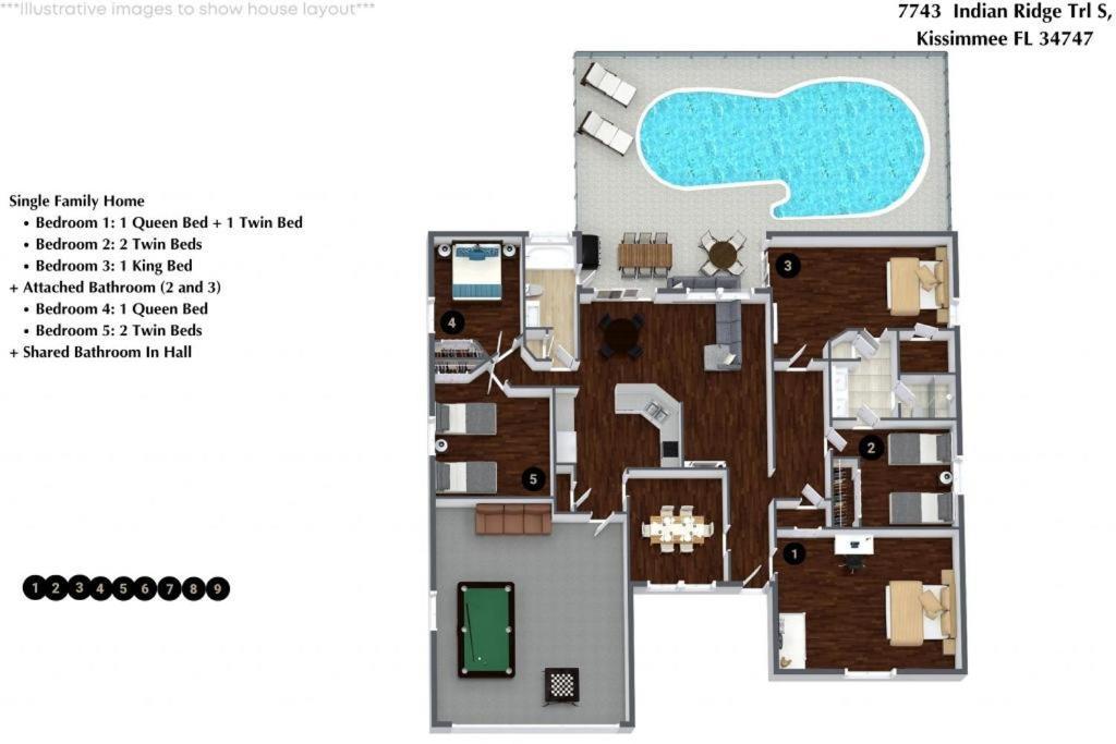 Holiday home 5bd 2 Bath With Gameroom & Pool 1 Story House Orlando