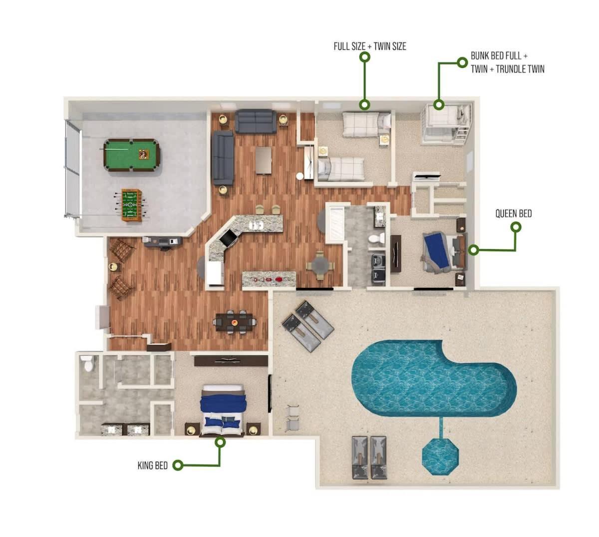 Dedicated Work Space And Game 4br Oi2800 Holiday home