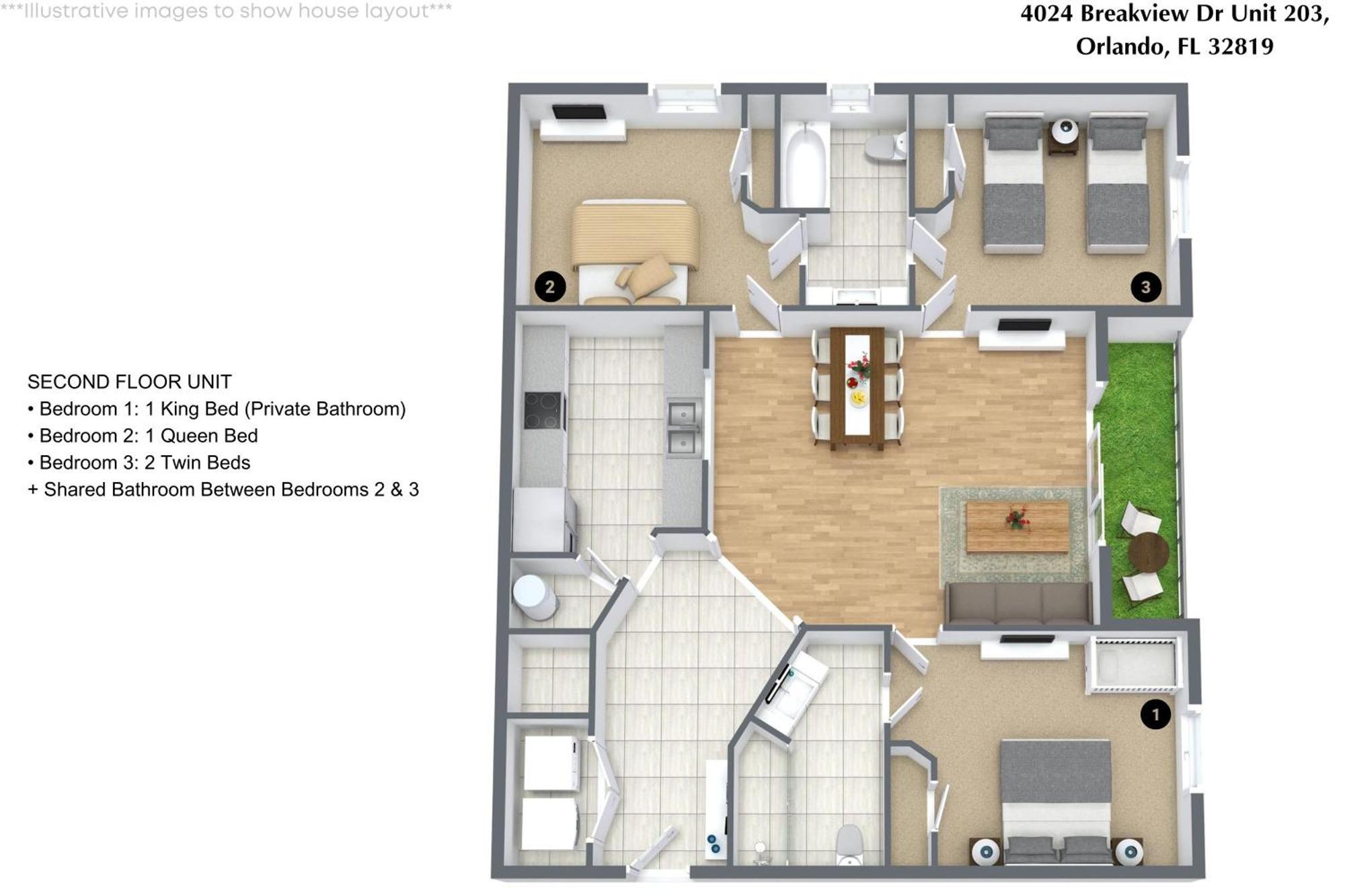 Apartment 3 Bedrooms- 2 Bathrooms- Vista Cay 4024-203 Bd